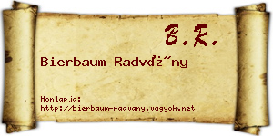 Bierbaum Radvány névjegykártya
